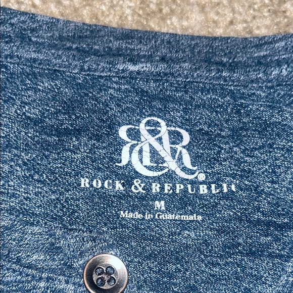 Rock & Republic Heathered Navy Men's Tee - Picture 4 of 4